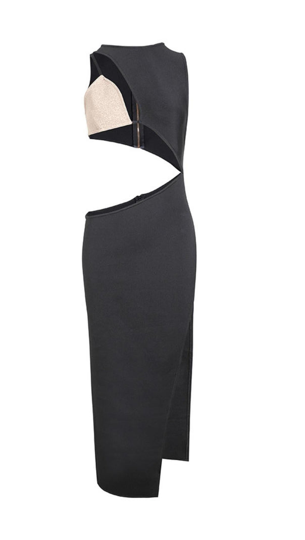 AIIZIE SPLIT MAXI DRESS IN BLACK OR BEIGE - product image