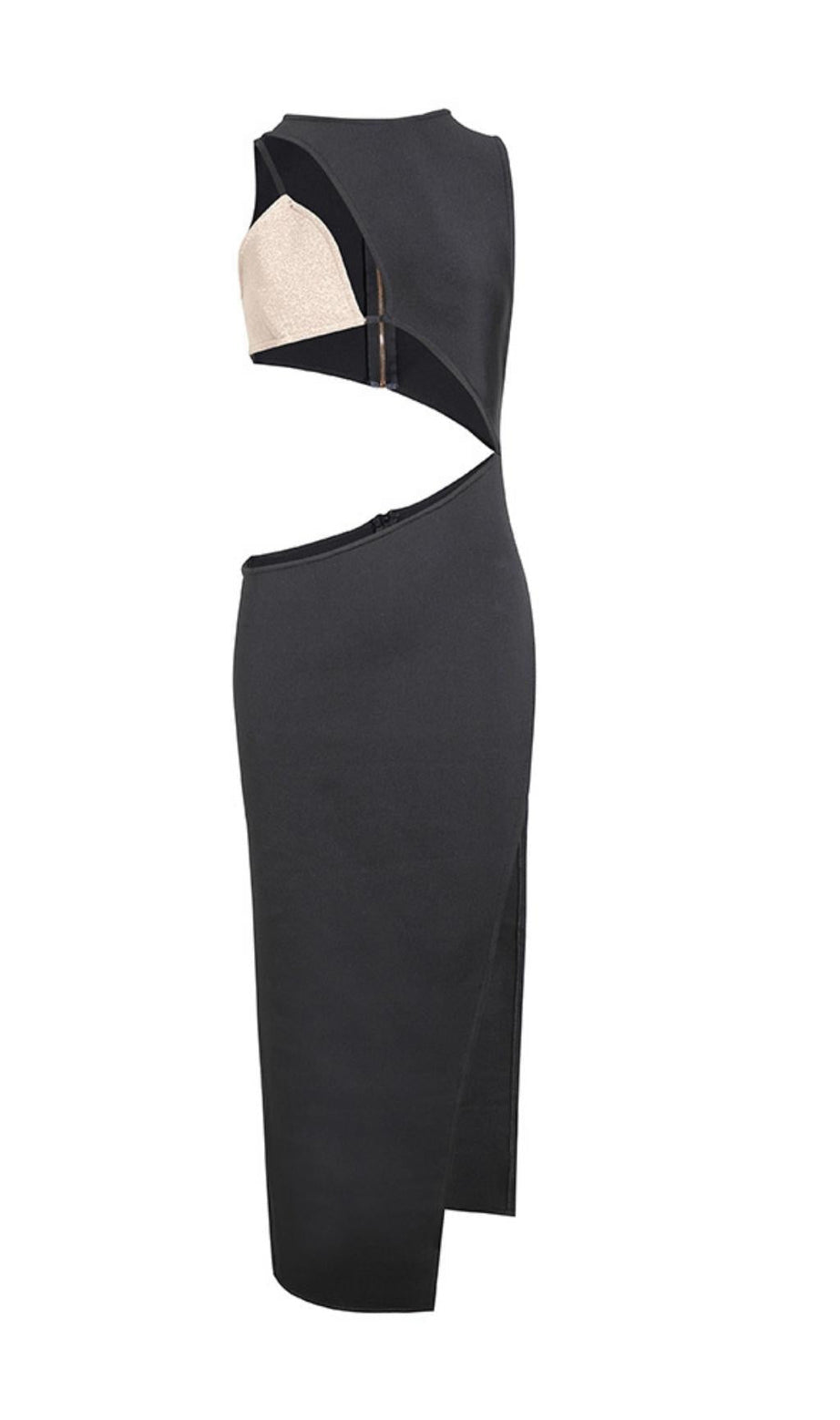 SPLIT MAXIKLEID IN SCHWARZ ODER BEIGE