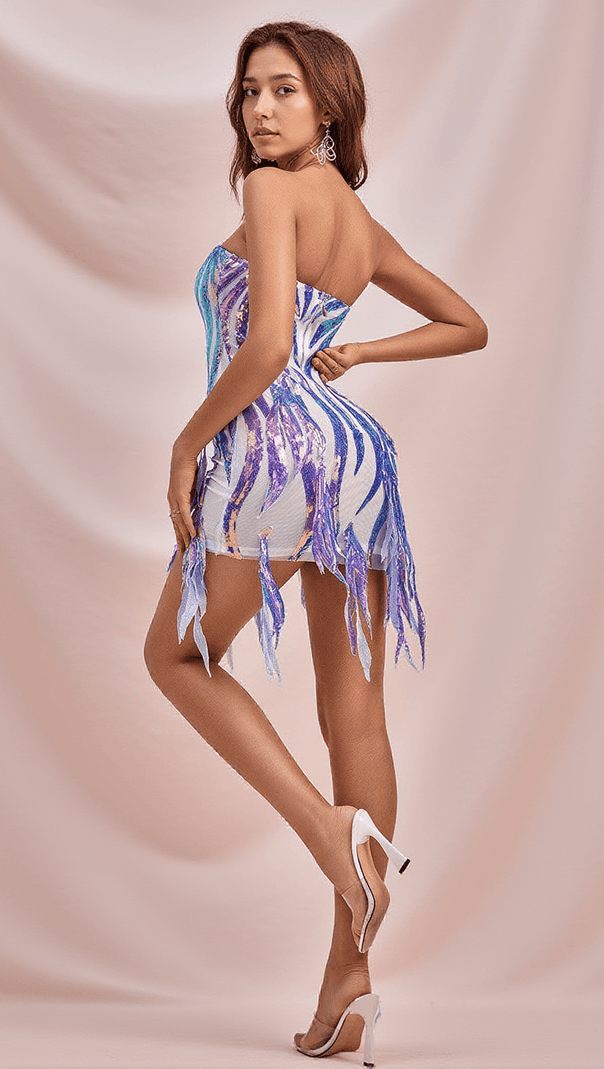 AIIZIE RAINA STRAPLESS SEQUIN MINI DRESS IN PURPLE - product image
