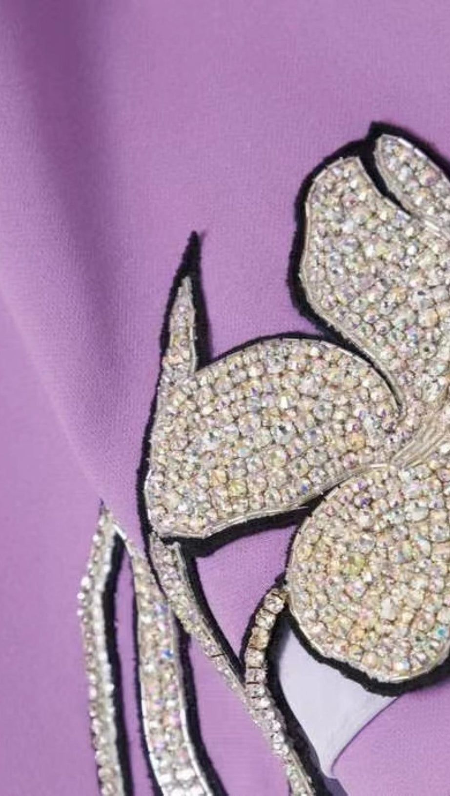 MINI ABITO CON FIORI DI CRISTALLO VIOLA 