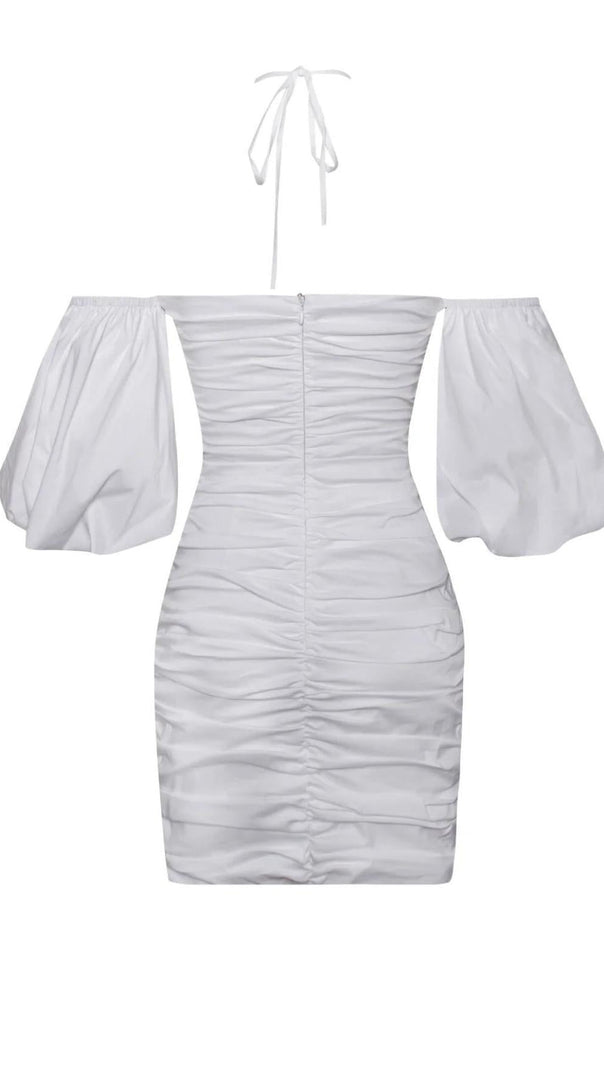 AIIZIE BUBBLE SLEEVE MINI DRESS IN WHITE - product image