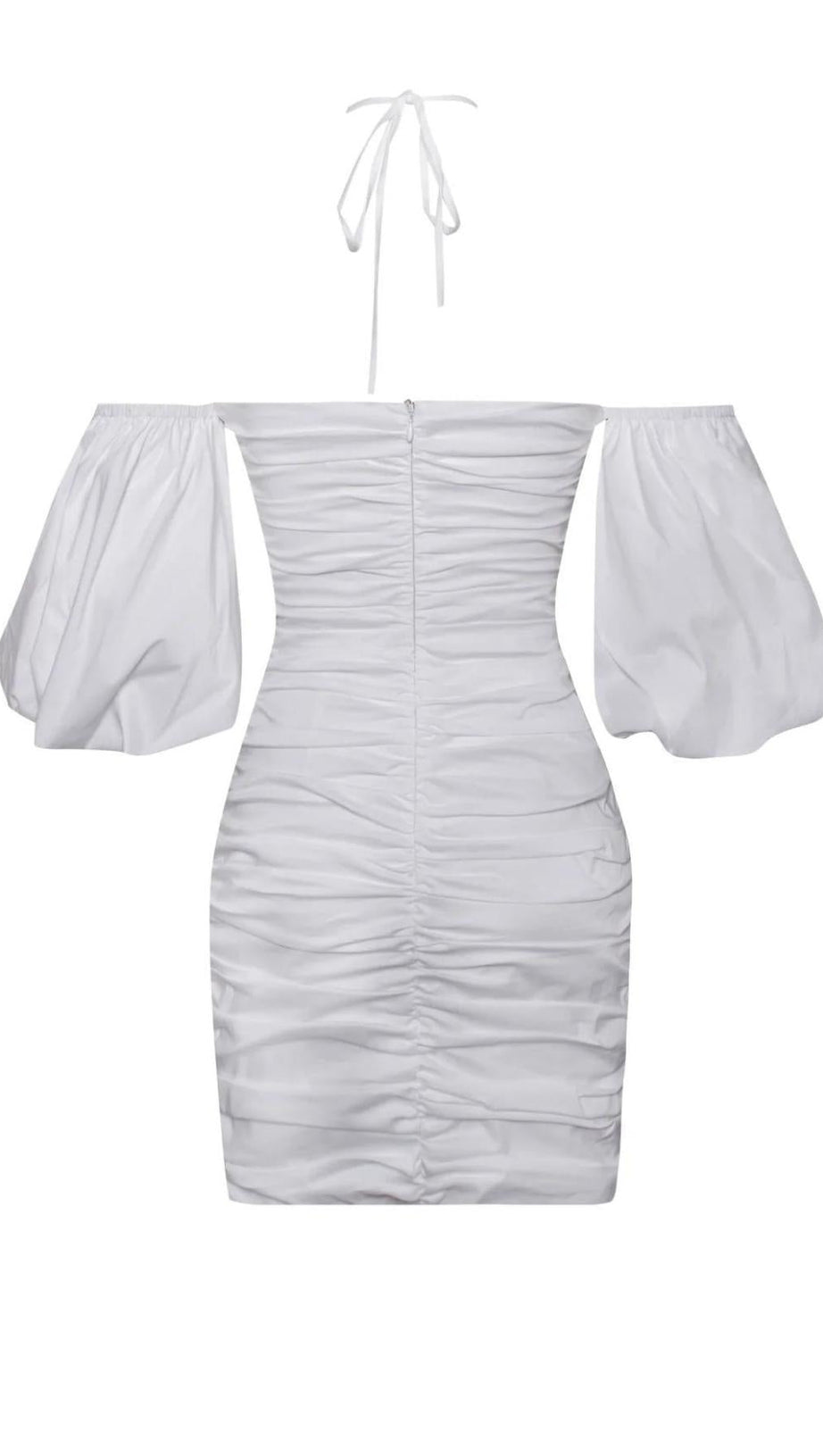BUBBLE SLEEVE MINI DRESS IN WHITE