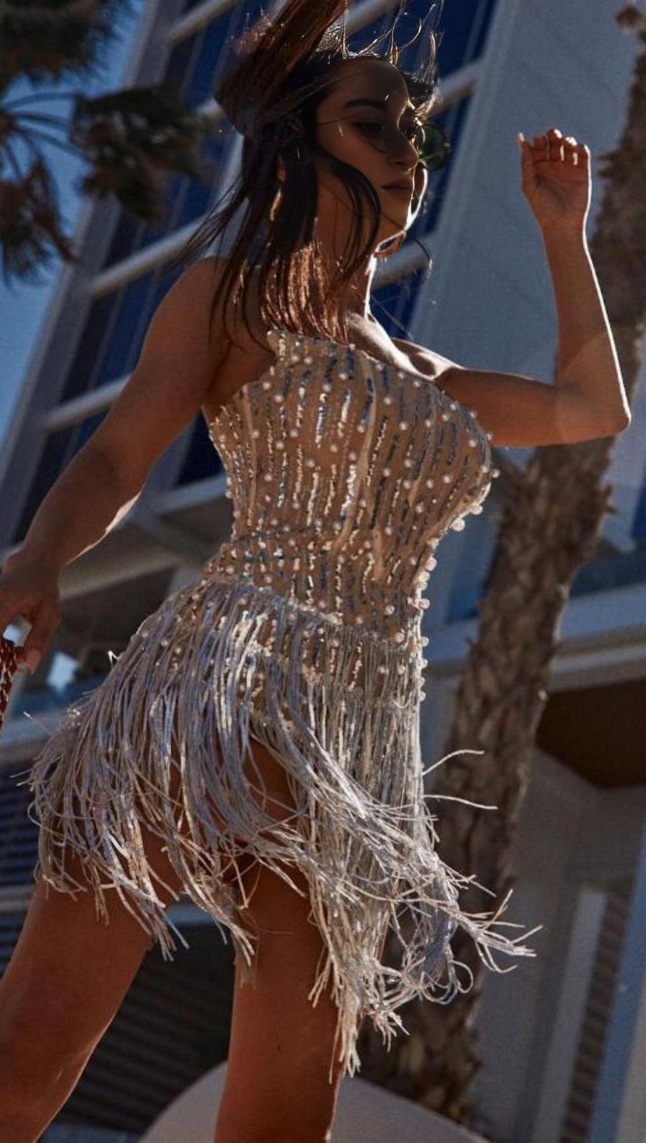 STRAPLESS MIDI DRESS IN WHITE