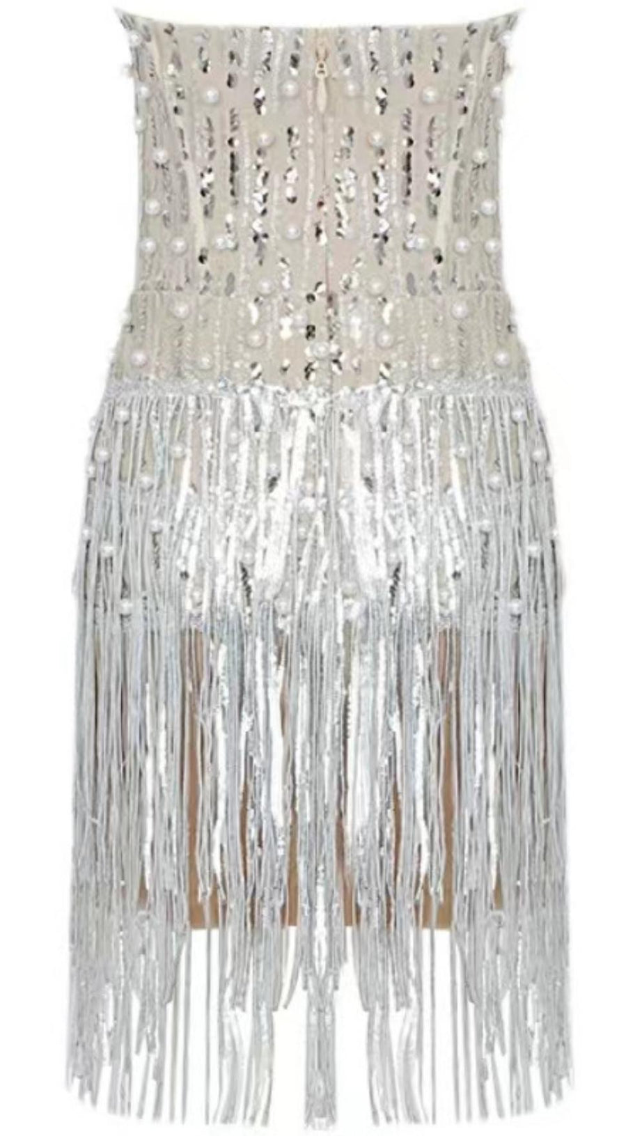 STRAPLESS MIDI DRESS IN WHITE