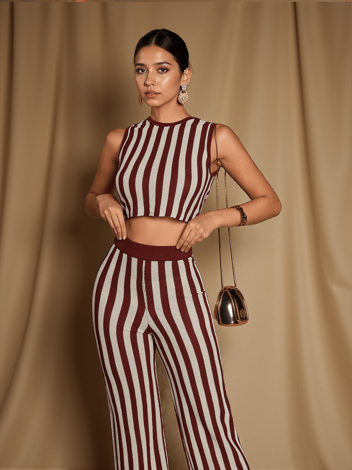 EURYDICE STRIPE KNITTED PANTS SET