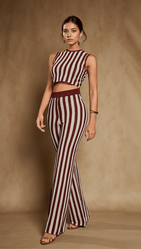 EURYDICE STRIPE KNITTED PANTS SET