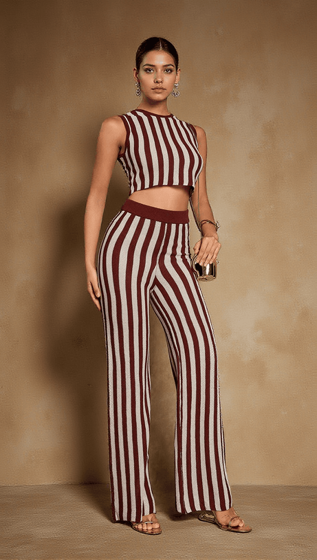 EURYDICE STRIPE KNITTED PANTS SET
