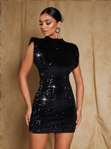 Matisse Shoulder Pad Sequin Mini Dress