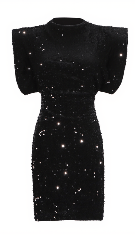 MATISSE SHOULDER PAD SEQUIN MINI DRESS