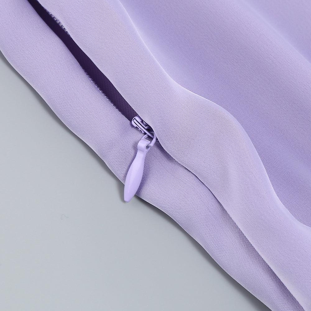 Satin Feather Shirt Dress in Purple