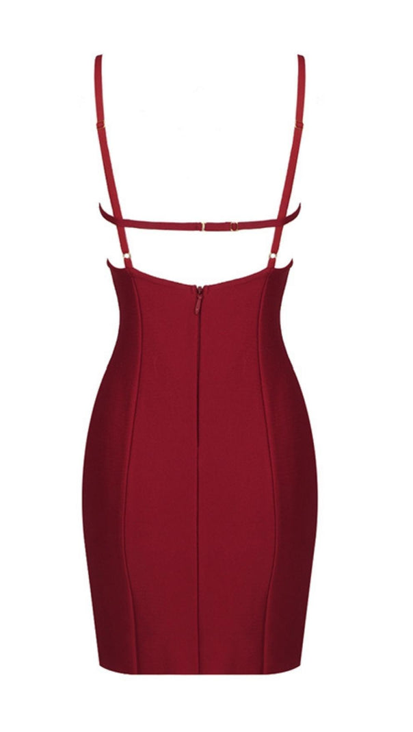 AIIZIE CUT OUT MINI DRESS IN RED - product image