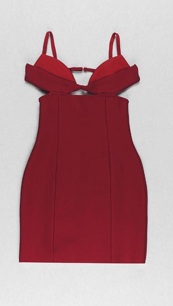 AIIZIE CUT OUT MINI DRESS IN RED - product image