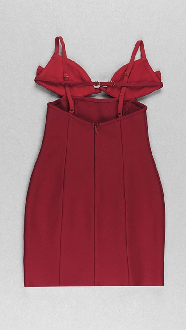 AIIZIE CUT OUT MINI DRESS IN RED - product image