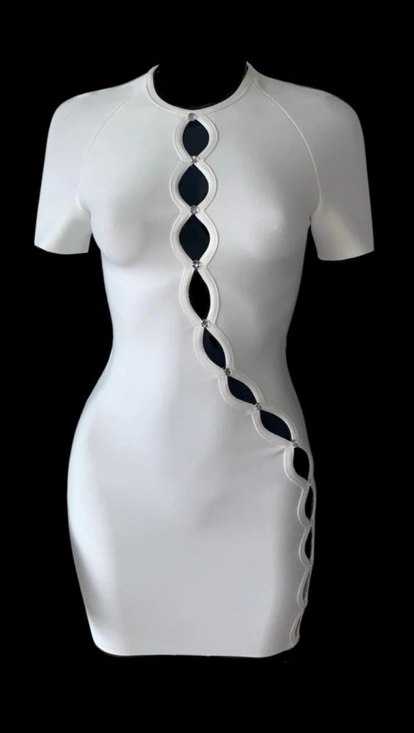 AIIZIE SHORT SLEEVE MINI DRESS IN WHITE - product image