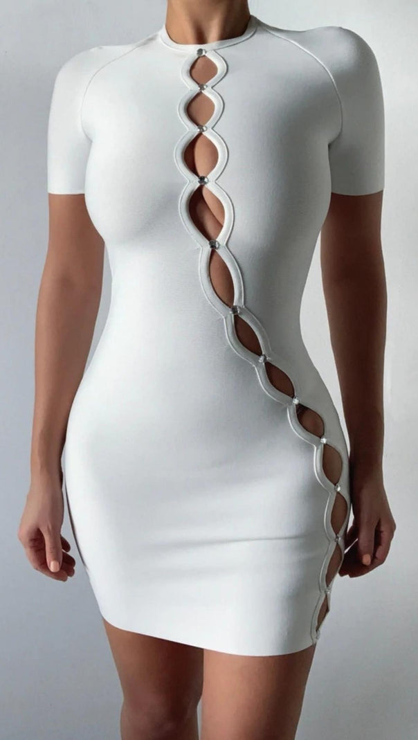 AIIZIE SHORT SLEEVE MINI DRESS IN WHITE - product image
