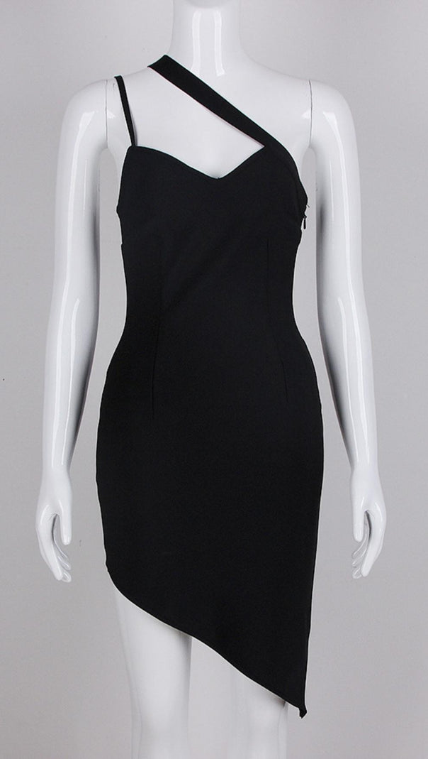 AIIZIE SHOULDER STRAPS MINI DRESS IN BLACK - product image