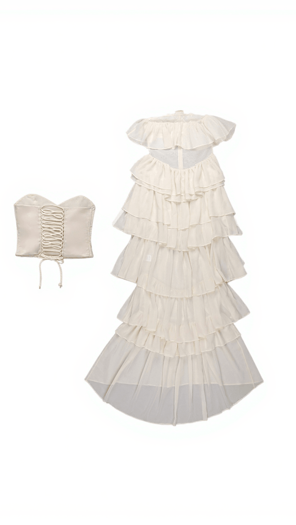 AIIZIE KATRINA STRAPLESS RUCHED MESH MAXI DRESS - product image