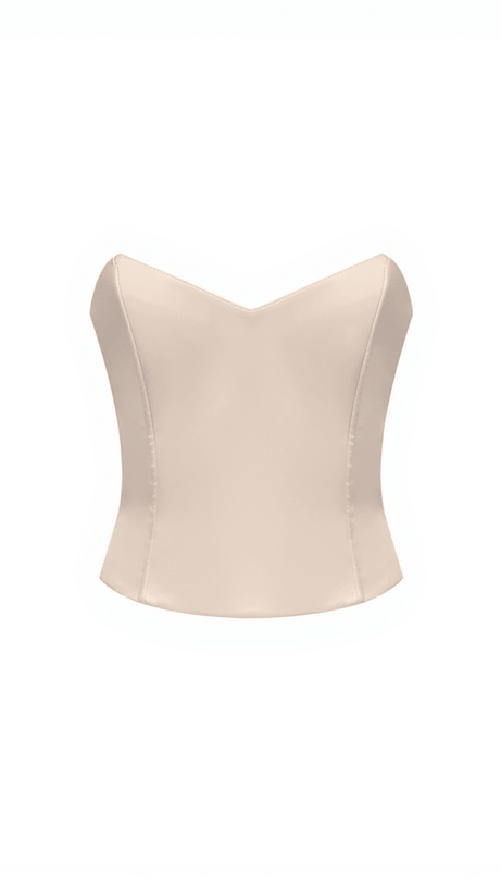 Trägerloses, gerüschtes Maxikleid aus Netzstoff „Katrina“