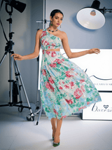 Habib One Shoulder Print Embroidered Dress