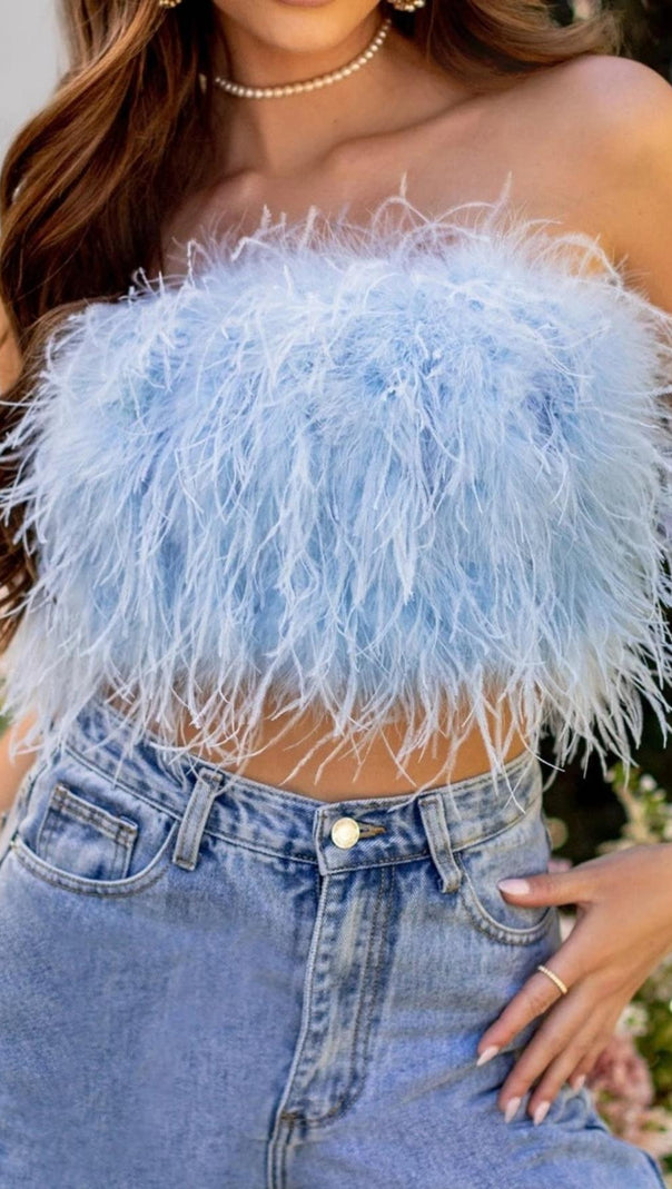 AIIZIE STRAPLESS FEATHER TOP - product image