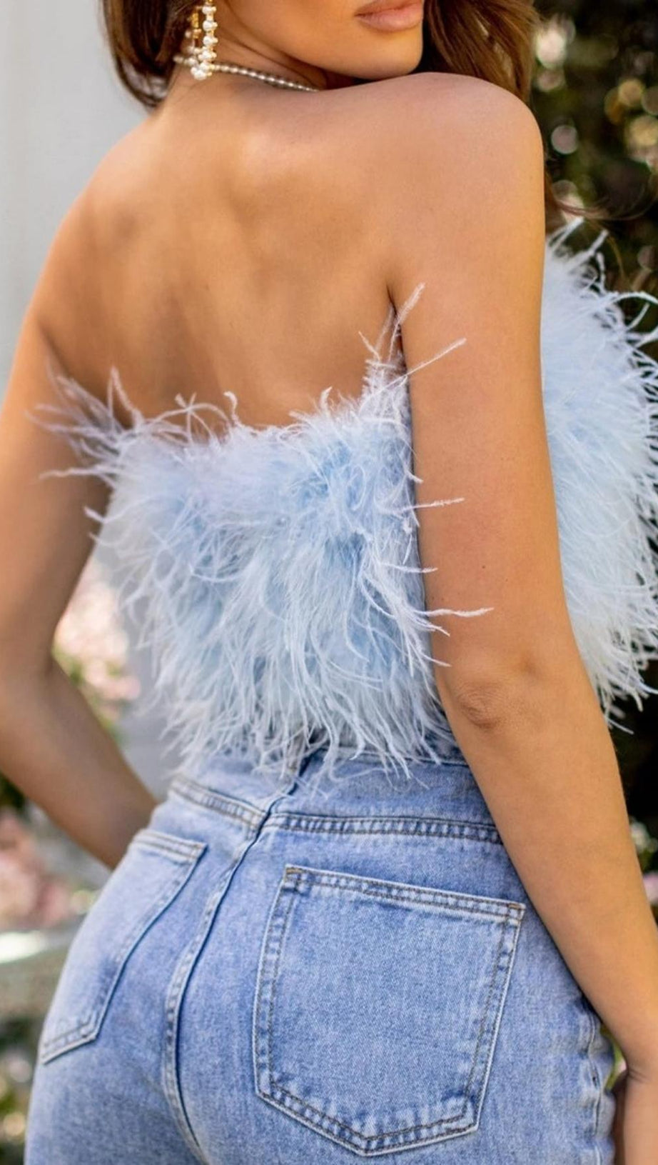 STRAPLESS FEATHER TOP