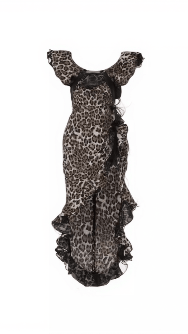 AIIZIE IKE OFF SHOULDER LEOPARD PRINT DRESS - product image