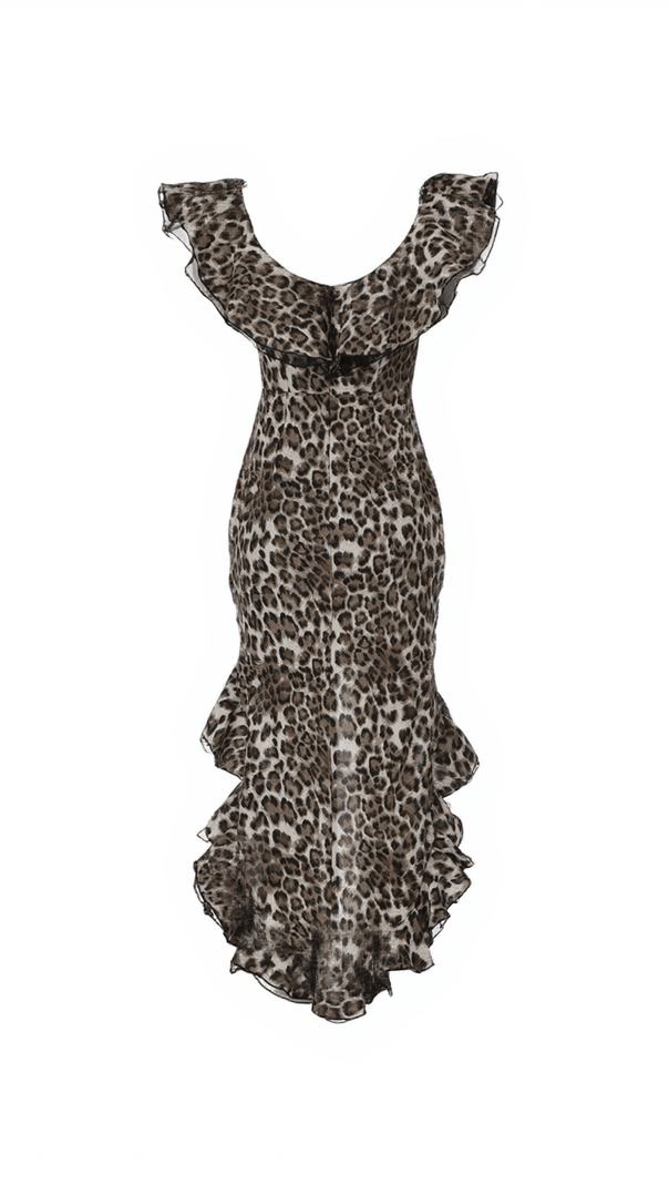 AIIZIE IKE OFF SHOULDER LEOPARD PRINT DRESS - product image