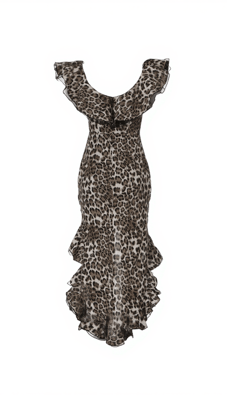 IKE OFF SHOULDER LEOPARD PRINT DRESS