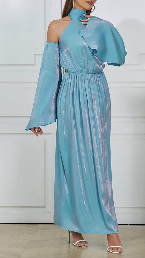 AIIZIE COLD SHOULDER RUMPET SLEEVE MIDI DRESS - product image