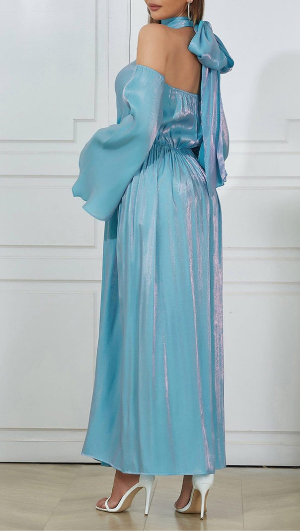 AIIZIE COLD SHOULDER RUMPET SLEEVE MIDI DRESS - product image