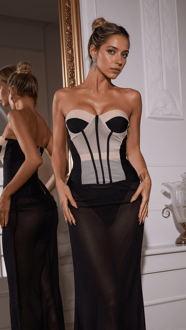 AIIZIE MERCURY STRAPLESS MESH SKIRT SET - product image