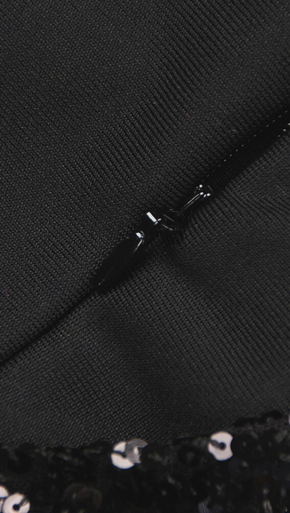 ASYMMETRIC SEQUIN RUCHED MINI DRESS IN BLACK