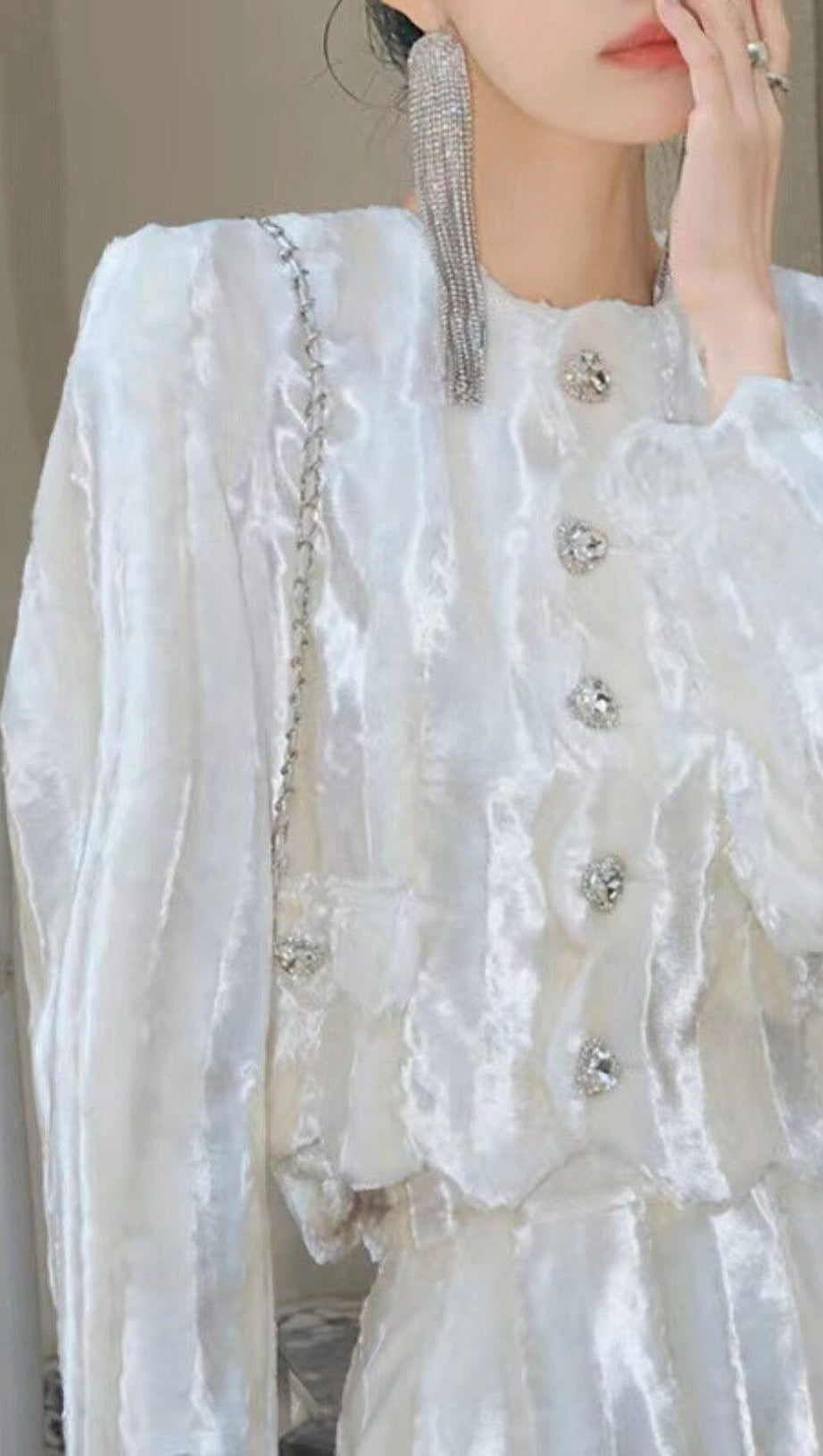 COMPLETO MINI DUE PEZZI IN VELLUTO CON FIBBIA IN STRASS E DIAMANTI