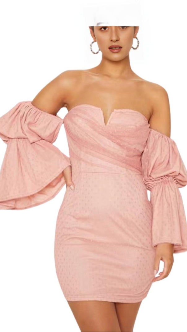 AIIZIE STRAPLESS MINI DRESS IN PINK - product image