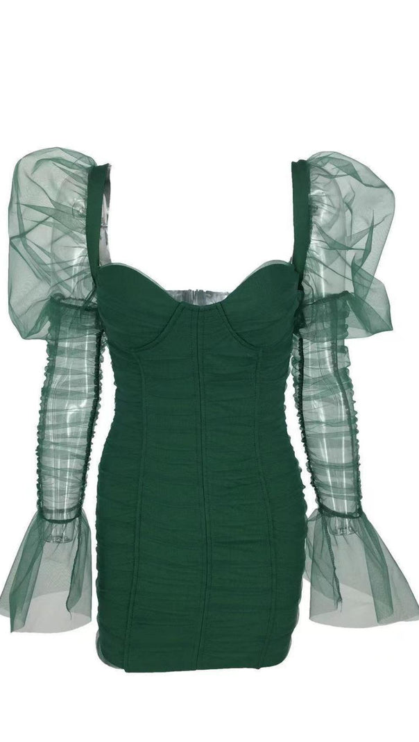 AIIZIE LONG SLEEVE MINI DRESS IN GREEN - product image