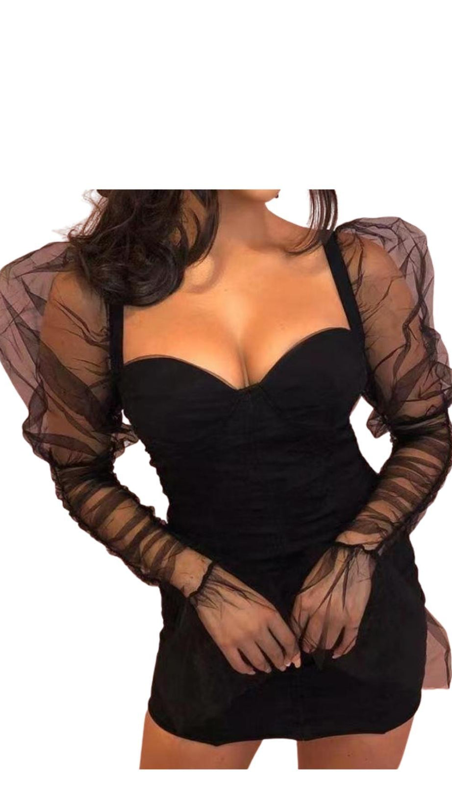 LONG SLEEVE MINI DRESS IN GREEN