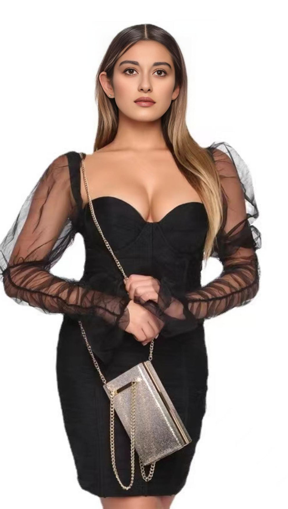 LONG SLEEVE MINI DRESS IN GREEN