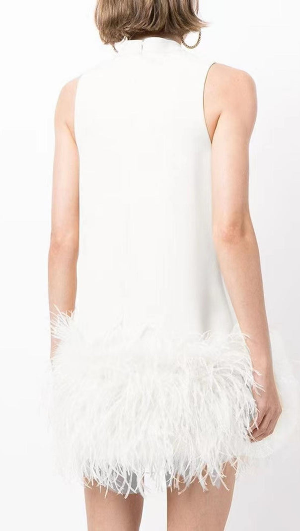AIIZIE FEATHER MINI DRESS IN WHITE - product image