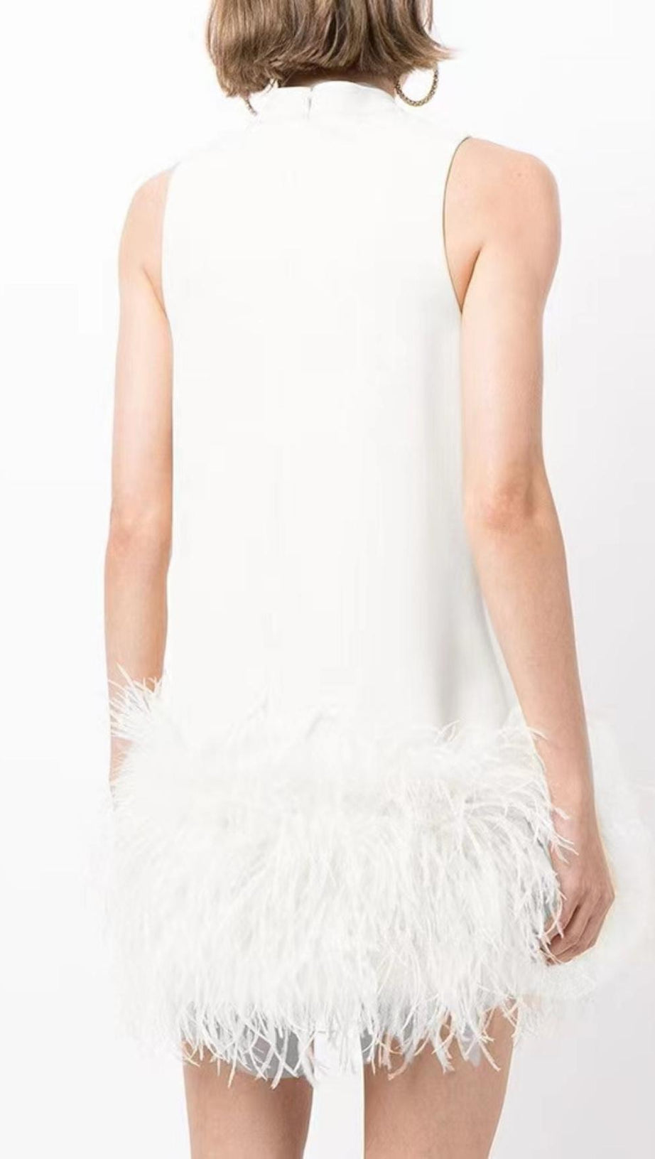 FEATHER MINI DRESS IN WHITE