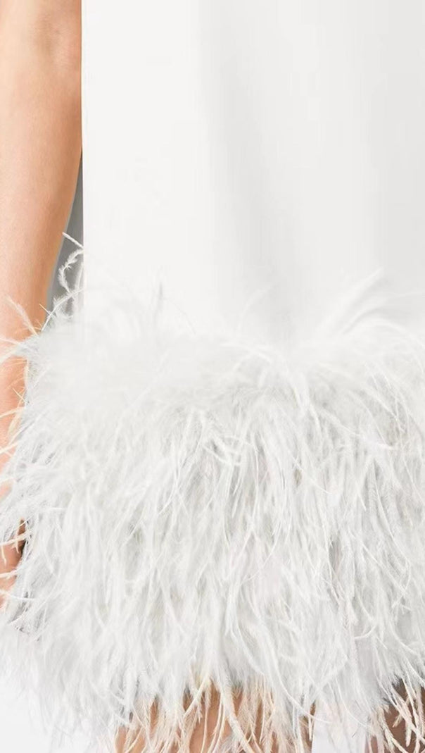 AIIZIE FEATHER MINI DRESS IN WHITE - product image