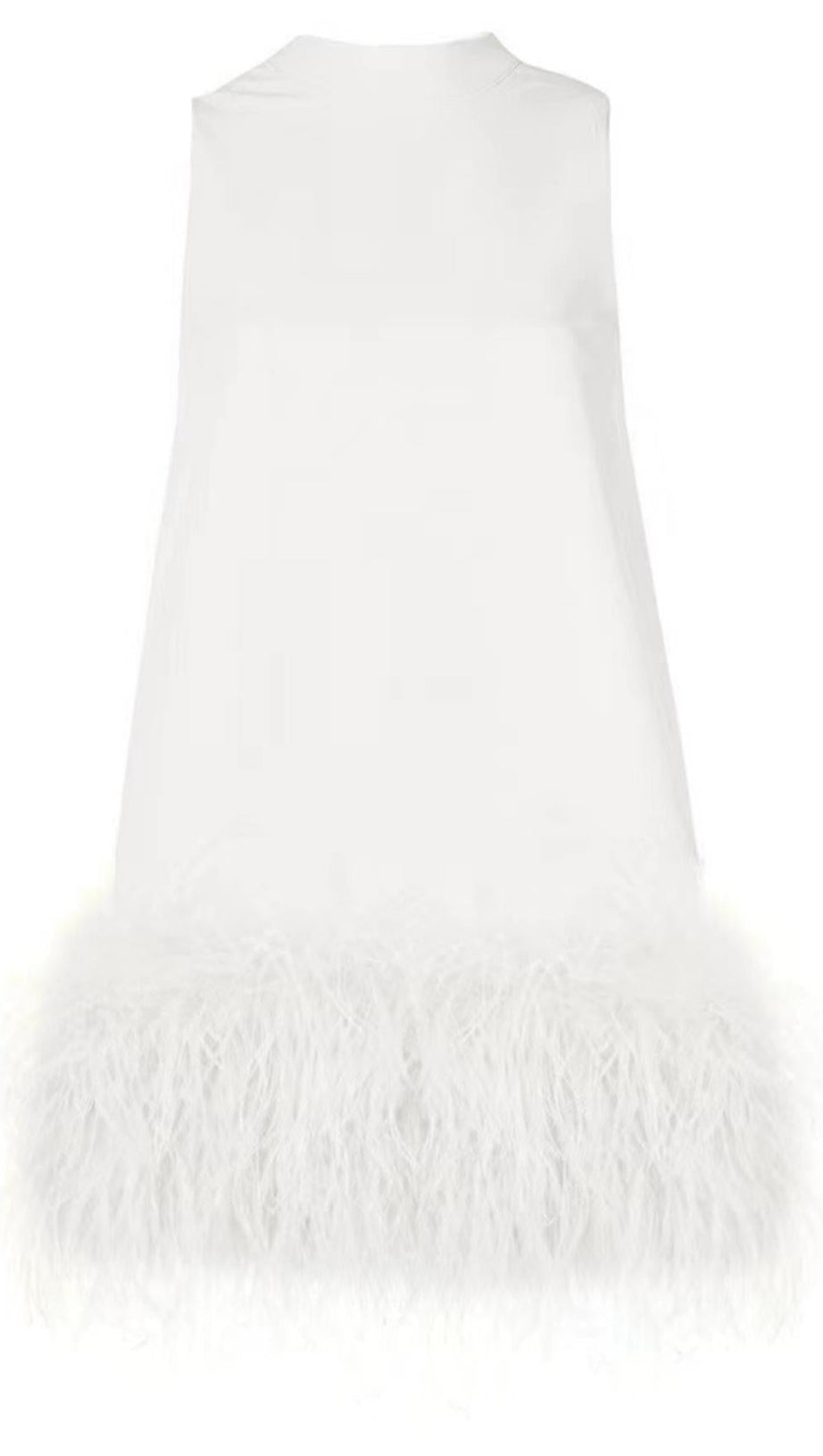 FEATHER MINI DRESS IN WHITE