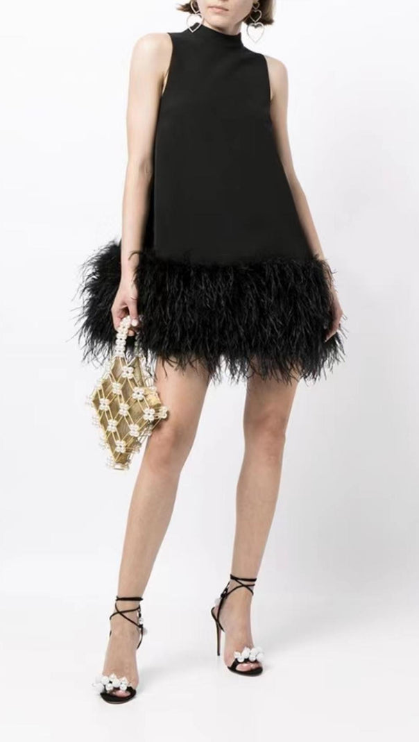 AIIZIE FEATHER MINI DRESS IN WHITE - product image