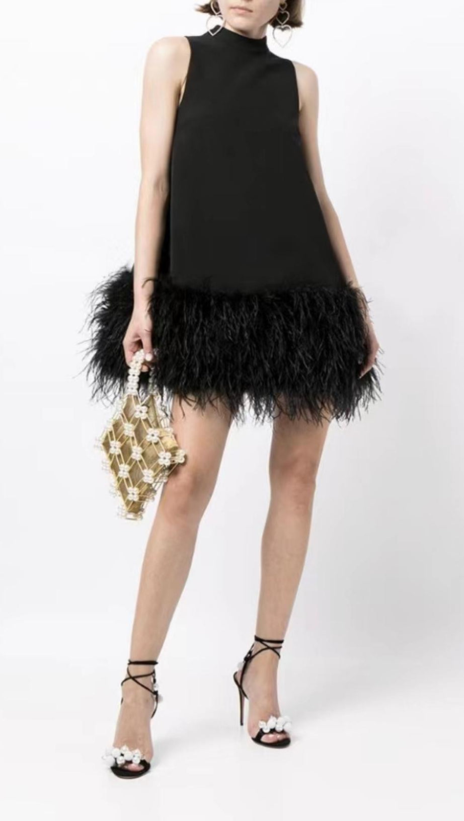 FEATHER MINI DRESS IN WHITE