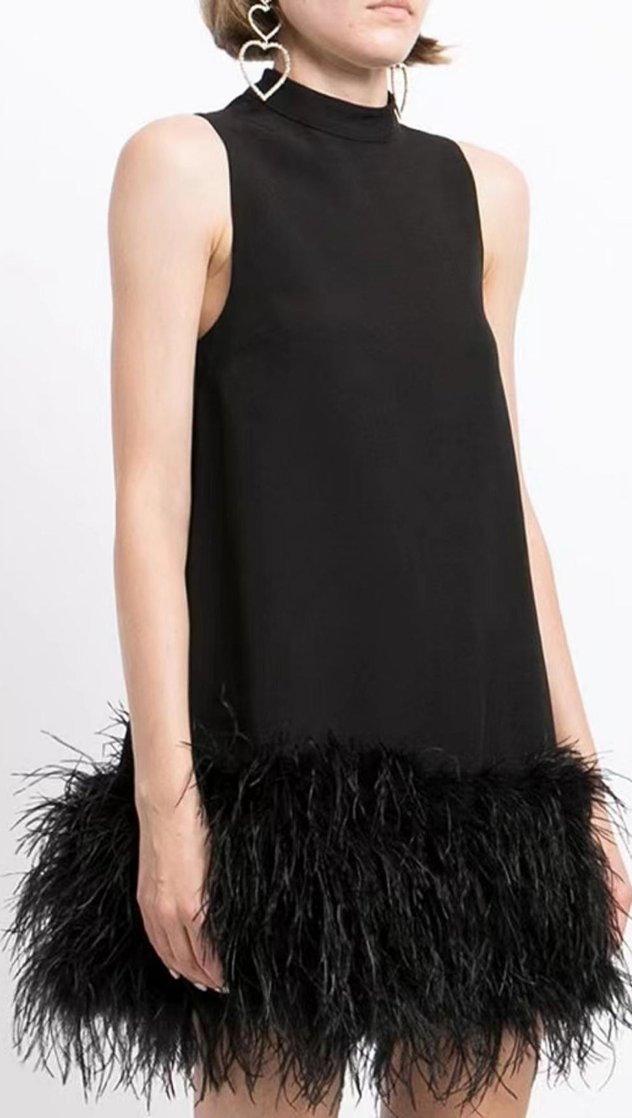 FEATHER MINI DRESS IN WHITE