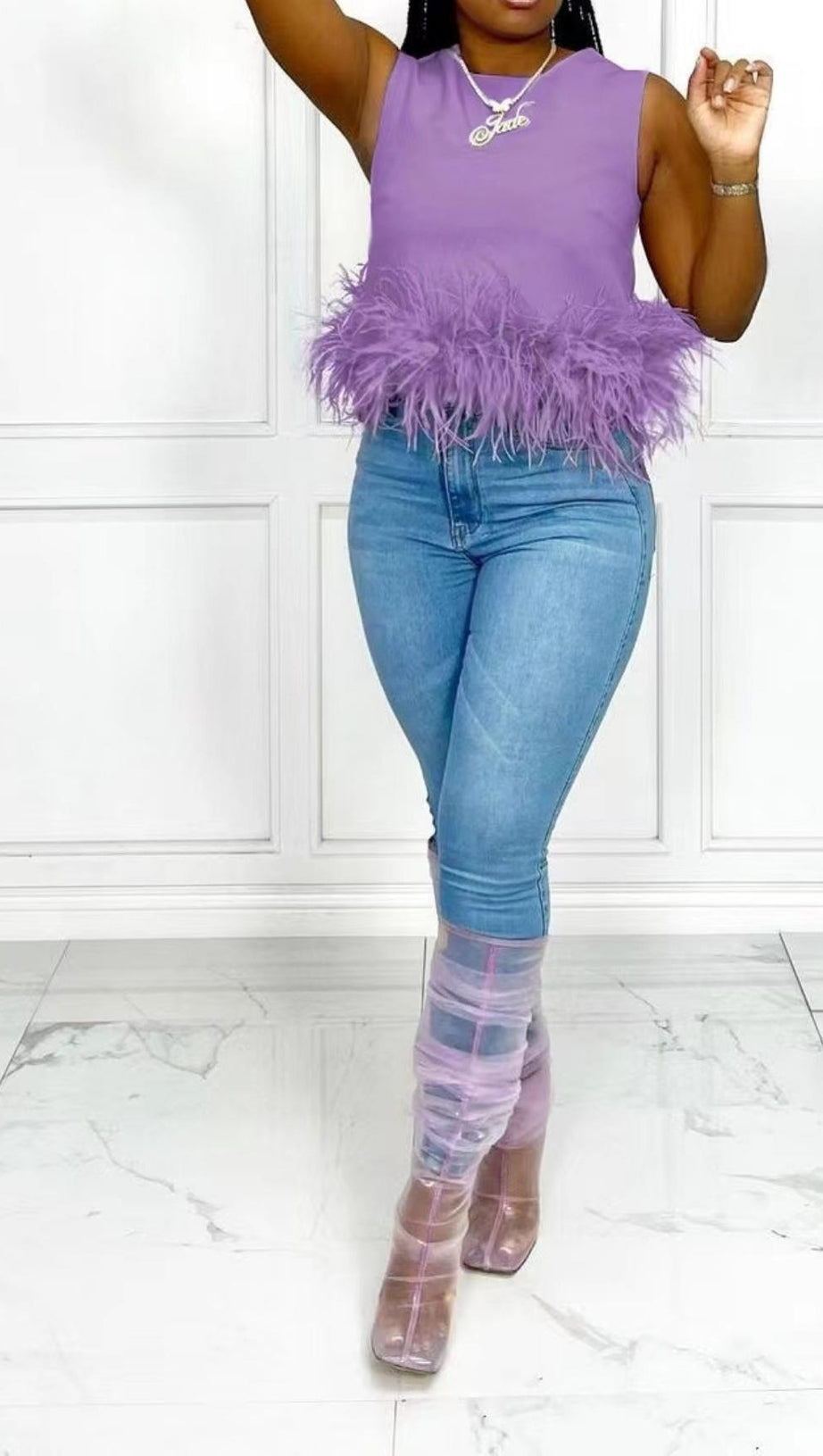 FEATHER TOPS IN LAVENDER