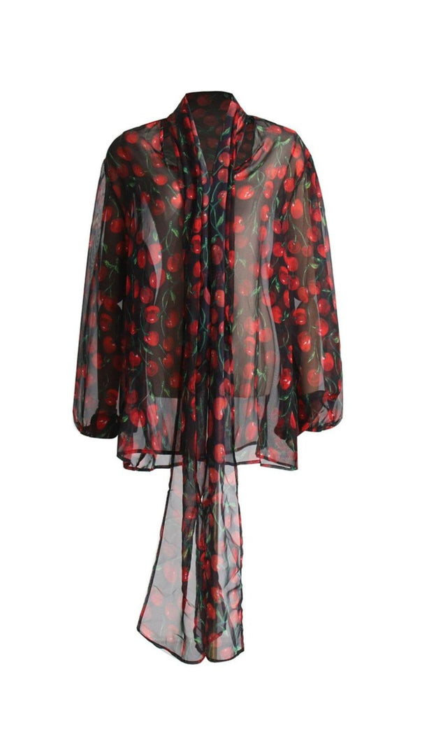 AIIZIE CHERRY PRINTED SEE THROUGH BLOUSE - product image