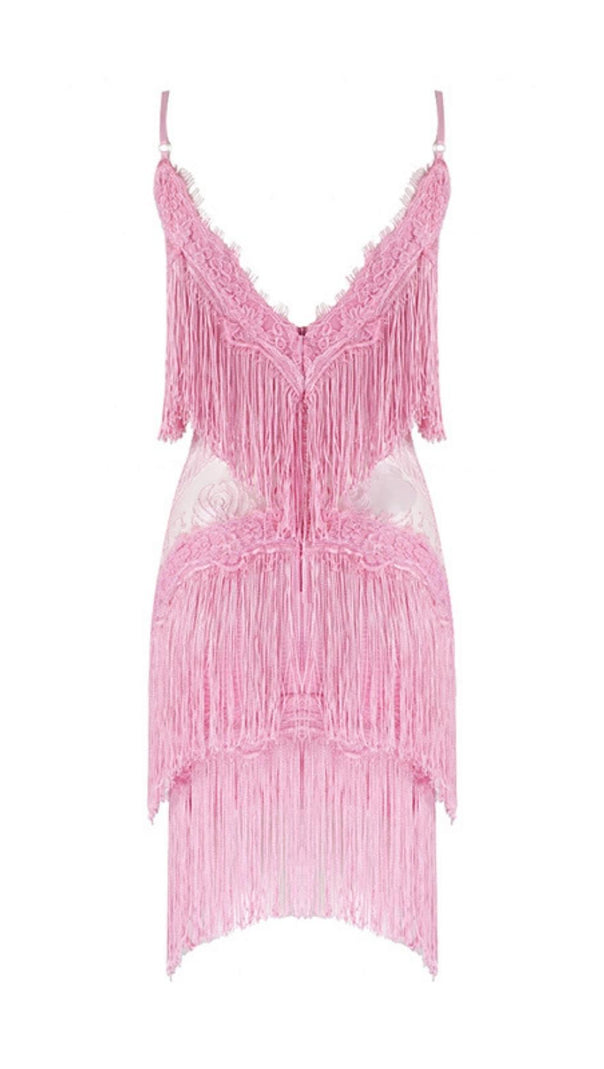 AIIZIE TASSEL LACE MINI DRESS IN PINK - product image