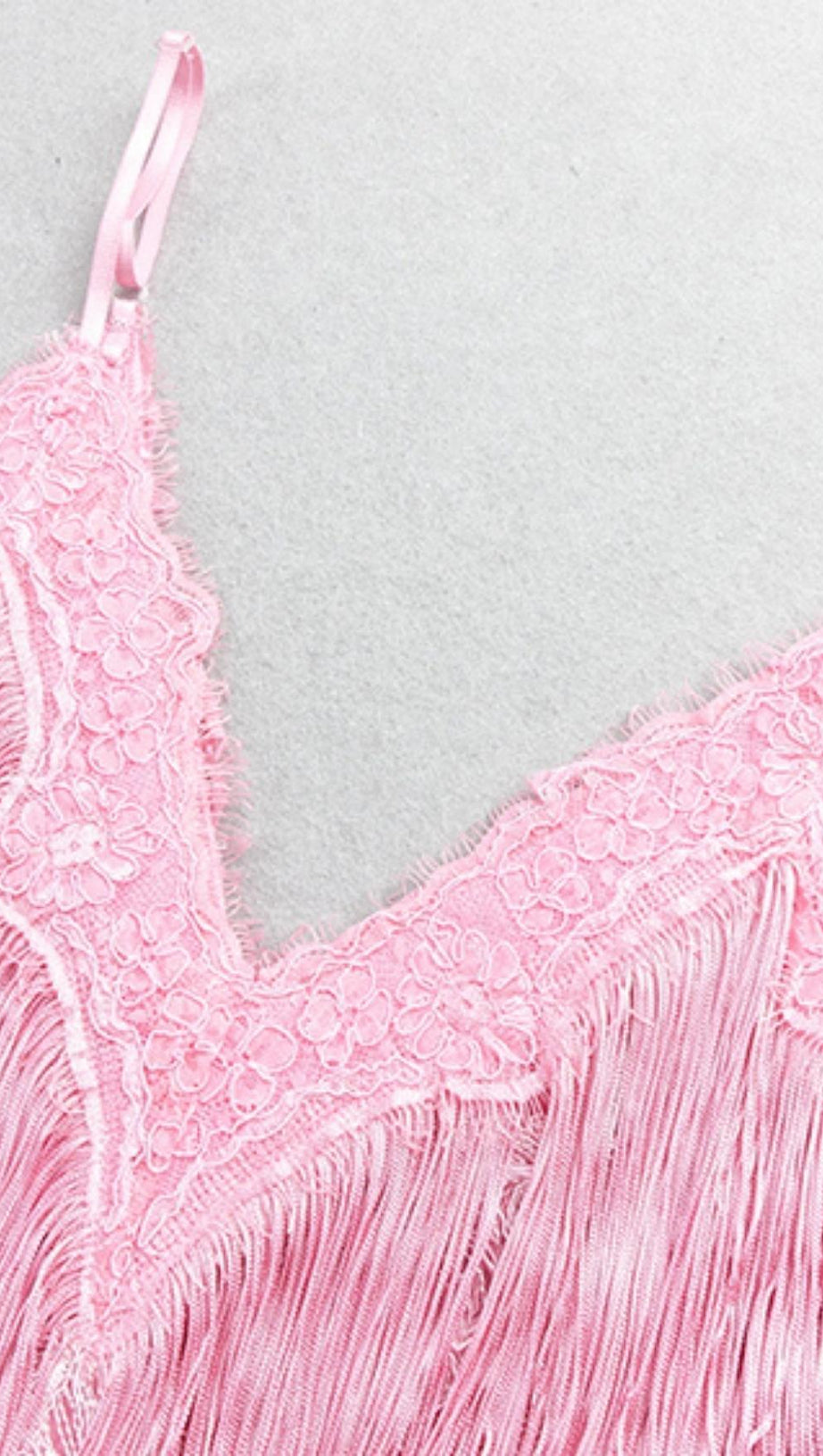 TASSEL LACE MINI DRESS IN PINK