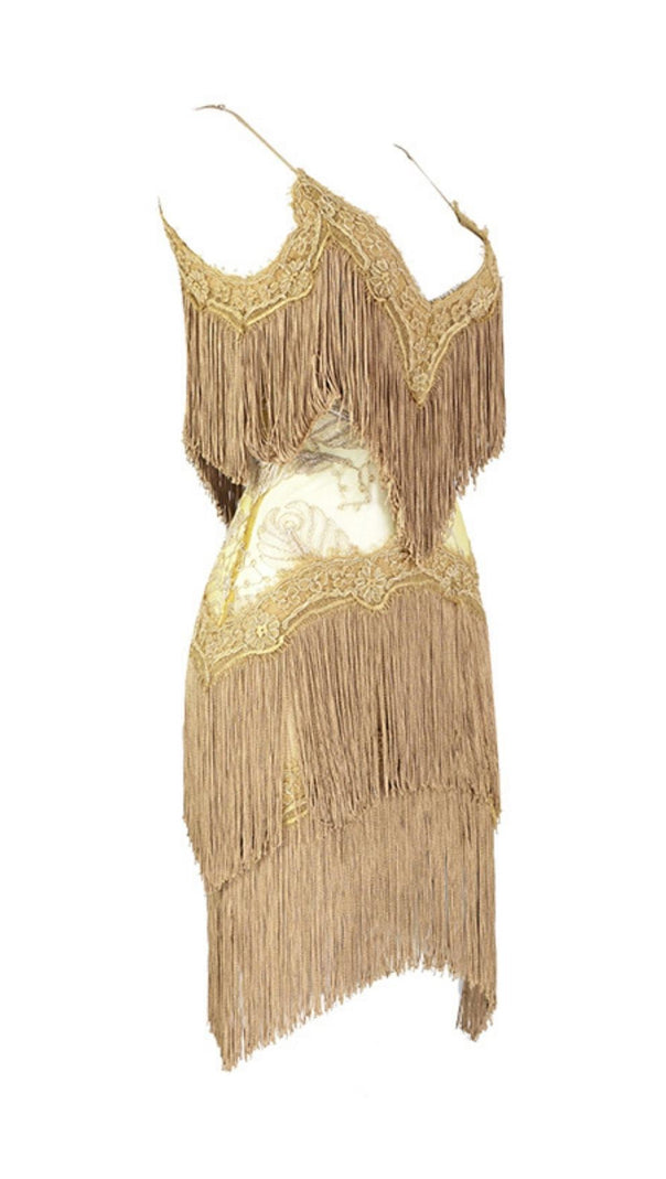 AIIZIE TASSEL LACE MINI DRESS IN PINK - product image