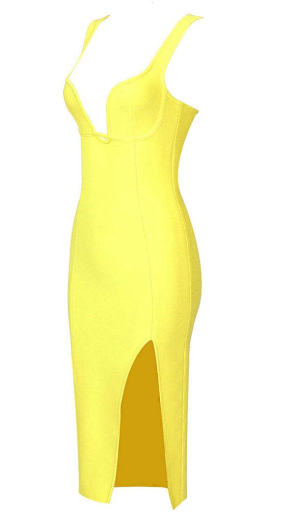 AIIZIE SPLIT MIDI DRESS IN YELLOW - product image
